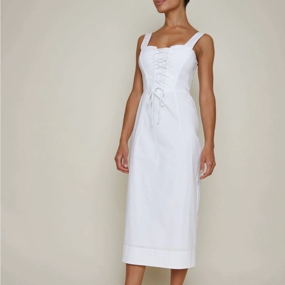 STAUD Sutton Midi Dress in White Size 10 Like New